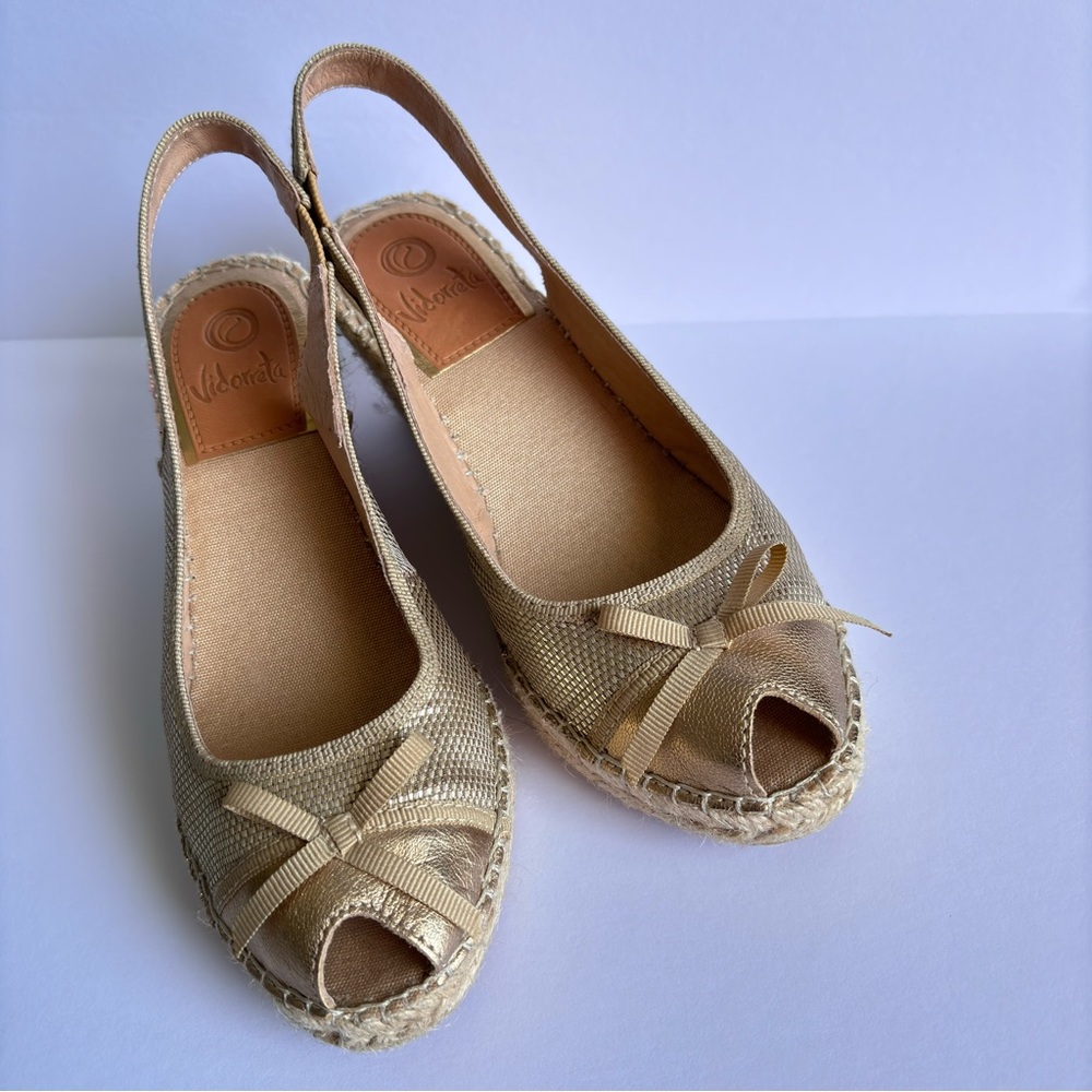 Vidorreta Sling Back Espadrille Wedges Peep Toe Size US 6 EU 36